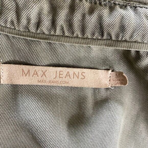 Max Jeans Jacket Women Medium Army Green Military Utility Tencel Drape - Picture 2 of 14